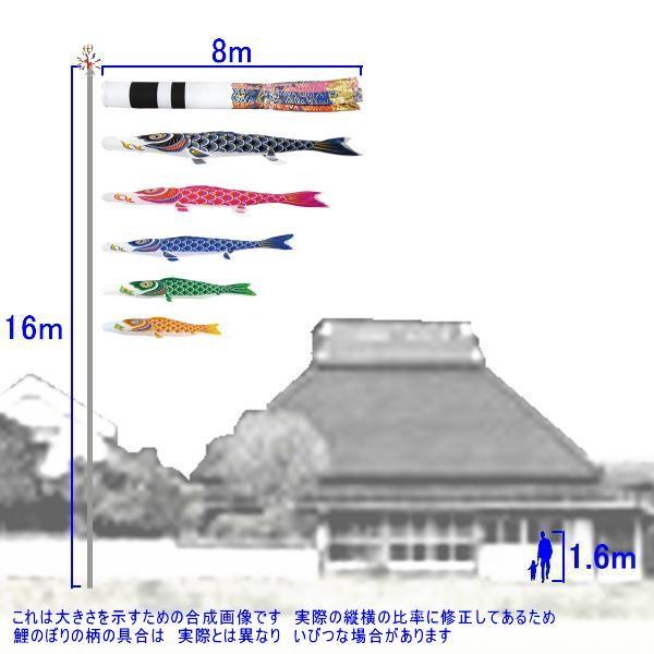鯉のぼり 村上鯉 100556 ノーマルセット ナイロンスタンダード 8m5匹 翔龍吹流し 265057382_1