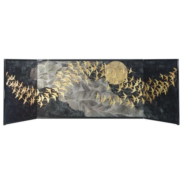 ひな人形 ひな道具 単品 部品 売り 三曲屏風 本 光琳連鶴黒 266429