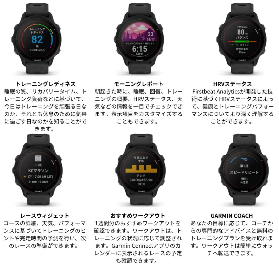Garmin ガーミンス マートウォッチ 時計 GPSランニングウォッチ フォアランナー FR955 Forerunner 955 Dual Power Black ランニング スイム機能搭載の画像