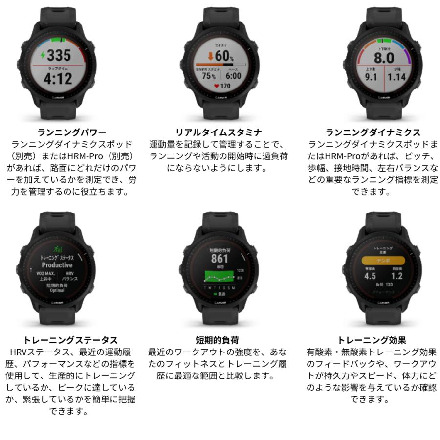 Garmin ガーミンス マートウォッチ 時計 GPSランニングウォッチ フォアランナー FR955 Forerunner 955 Dual Power Black ランニング スイム機能搭載の画像