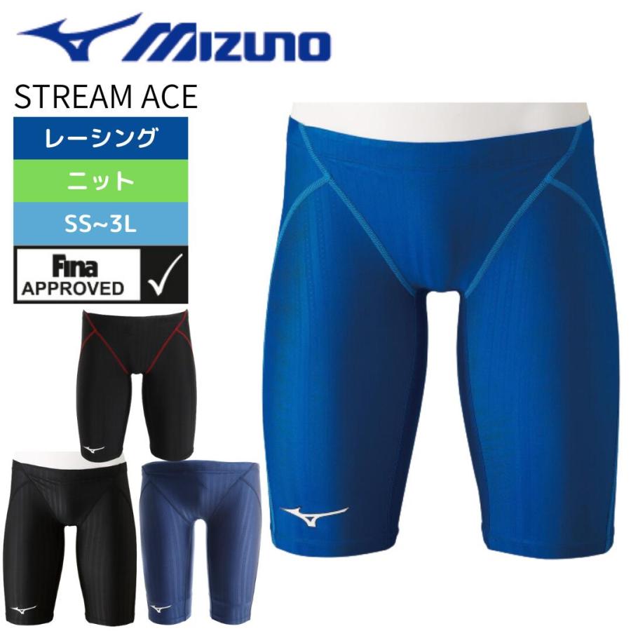 ミズノ　メンズ　競泳水着　STREAM ACE XLサイズ　ブルー　ピンク MIZUNO（ミズノ） 競泳水着 メンズ 水着 高速水着 STREAM ACE ハーフ