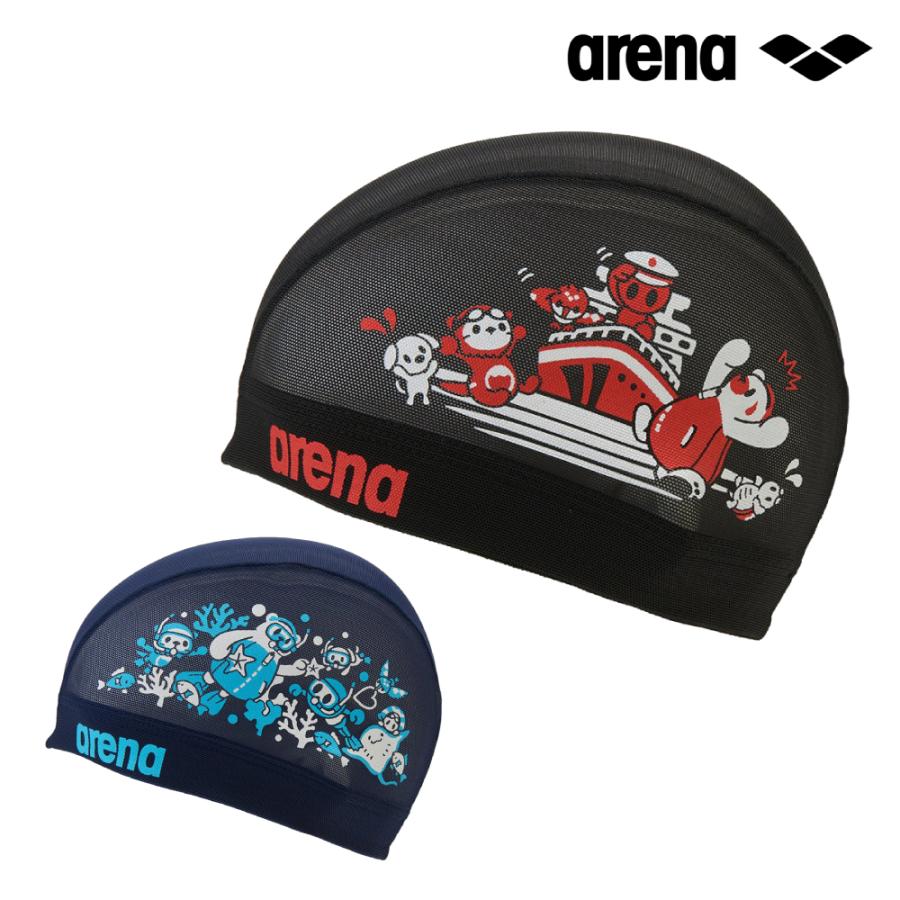 アリーナ（arena） スイミングキャップ 水泳 メッシュキャップ 黒×赤