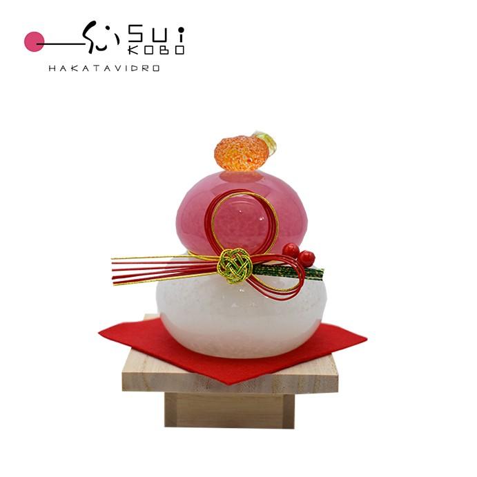紅白ガラスの鏡餅小 KM-4 博多びーどろ粋工房 贈答品 ギフト お祝い