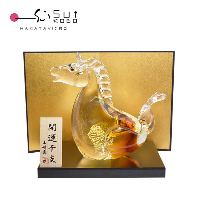 干支 午 置物 馬 オブジェ 2026年 干支飾り SE-074 : ガラス工房粋工房