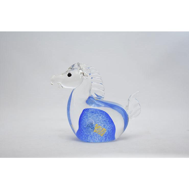 干支 午 置物 馬 オブジェ 2026年 干支飾り SE-076BL : ガラス工房粋