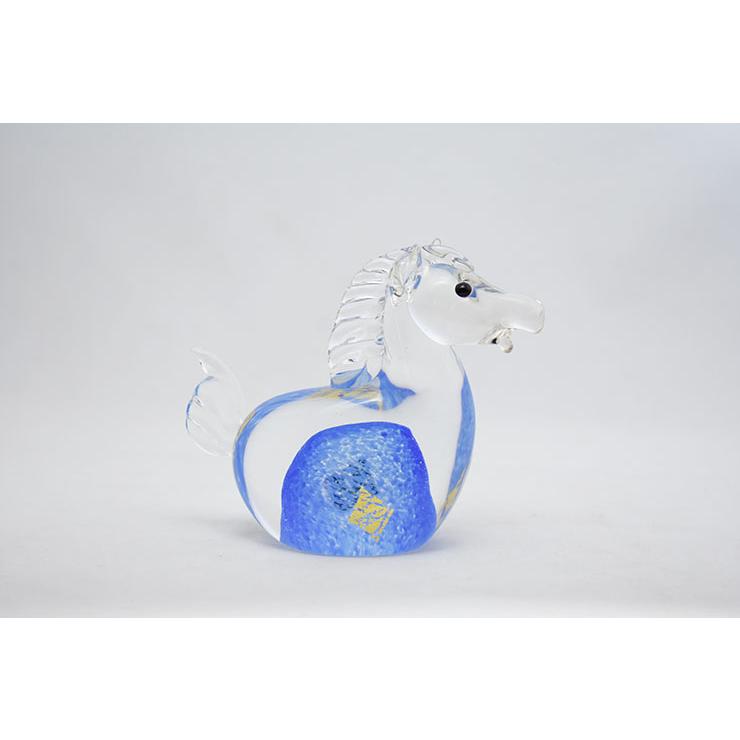 干支 午 置物 馬 オブジェ 2026年 干支飾り SE-076BL : ガラス工房粋