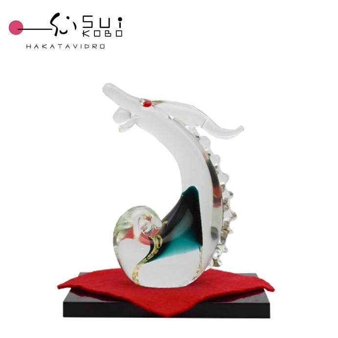 宝龍 緑 SO-112 ガラス細工 博多びーどろ粋工房 安部朝和作 贈答品