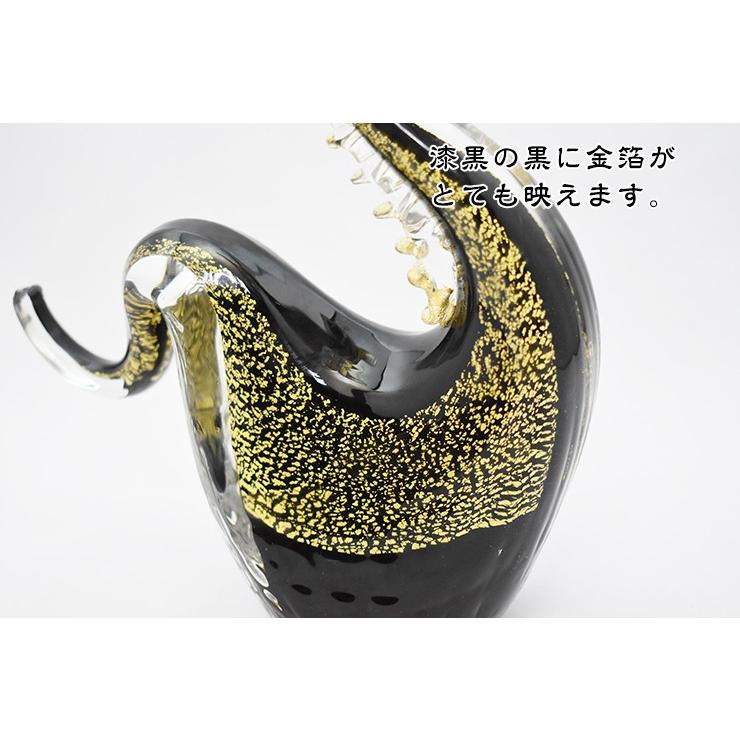黒龍 金 SO-130 博多びーどろ粋工房 安部朝和製作 風水 ガラス 置物