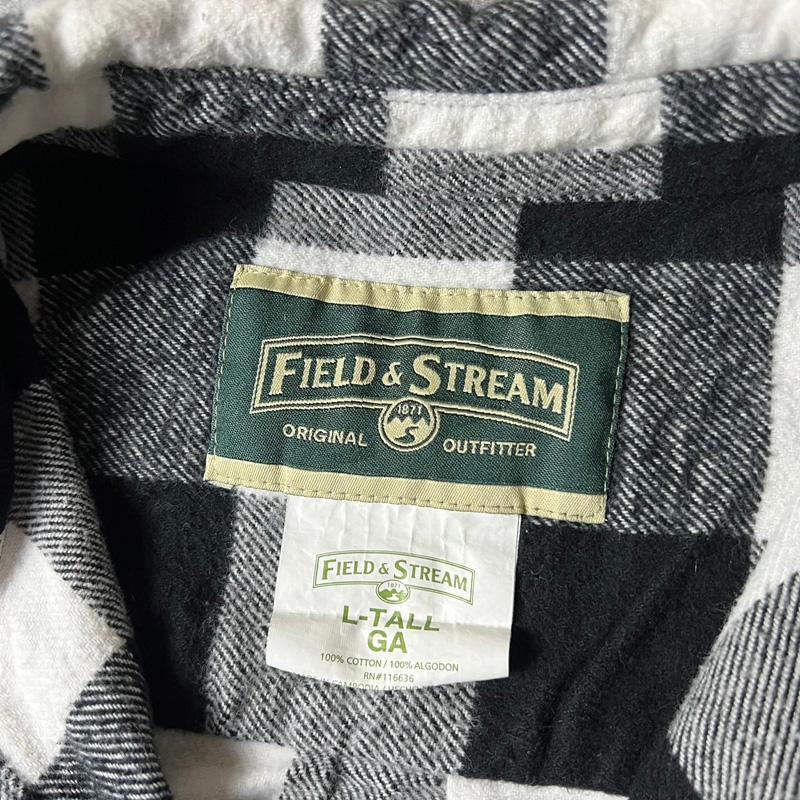 90s FIELD STREAM ブロック チェック ヘビー フランネル シャツ L / 90 