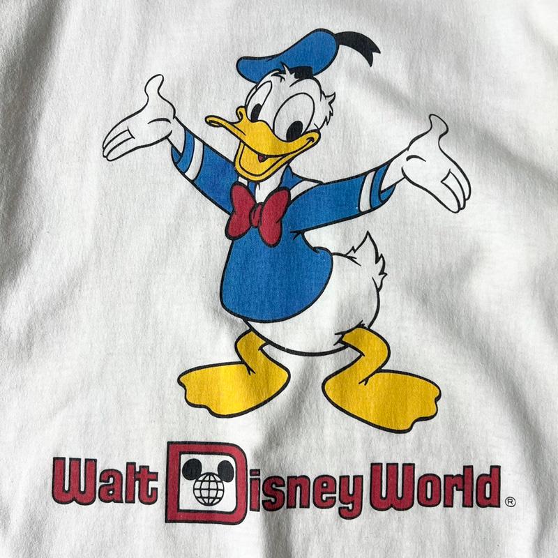 80s USA製 ディズニー オフィシャル ドナルド プリント 半袖 リンガー Tシャツ L / 80年代 ビンテージ ドナルドダック キャラクター 80s USA製 ディズニー オフィシャル ドナルド プリント 半袖 リンガー Tシャツ L / 80年代 ビンテージ ドナルドダック キャラクター