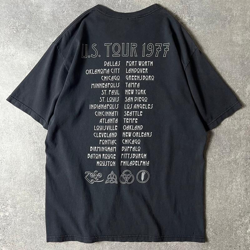 00s Led Zeppelin オフィシャル 1977 ツアー 両面 プリント 半袖 T  