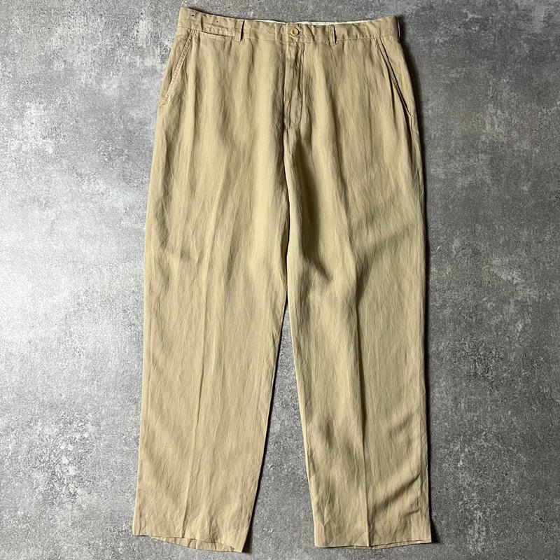 90s Polo By Ralph Lauren シルクリネン　スラックス 古着 Polo Ralph Lauren 5ポケット ノータック リネン シルク