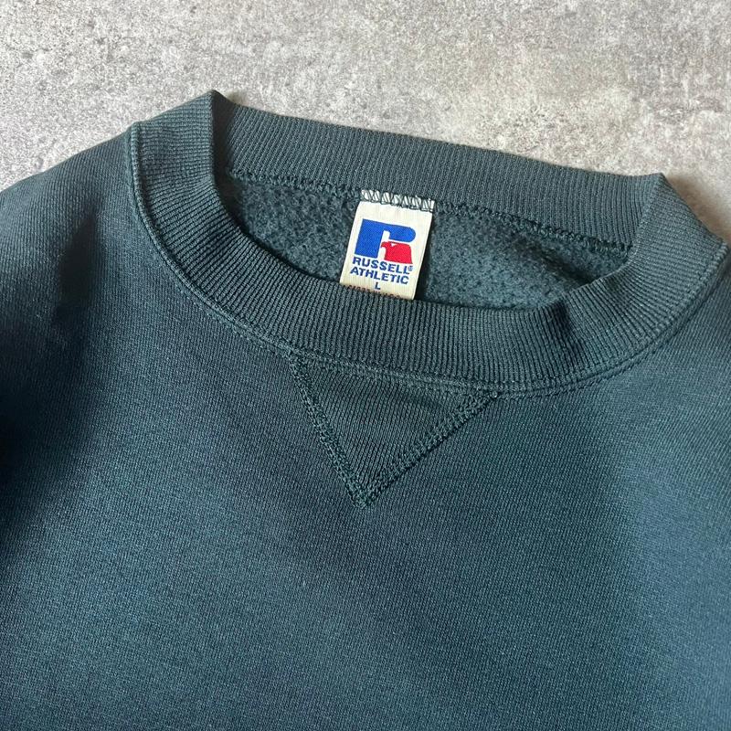 90s USA製 RUSSELL 無地 前V スウェット トレーナー L / 90年代 