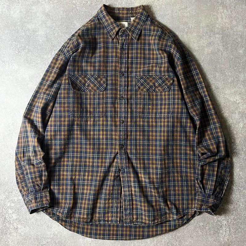 90s GAP チェック 長袖 コットン フランネル シャツ L / 90年代 