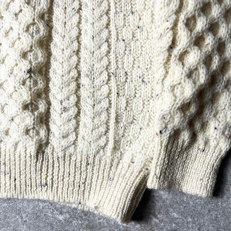 アイルランド製 aran crafts メリノ ウール フィッシャーマン ニット  