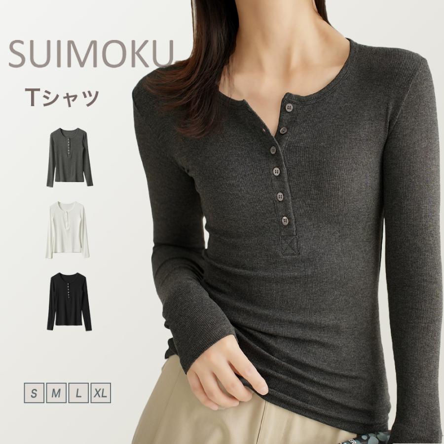 Tシャツ レディース ヘンリーネック カットソー トップス リブ