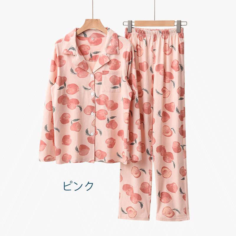 レディース パジャマ 春秋 新作 長袖 長ズボン 女性 コットン 可愛い カジュアル ルームウェア セットアップ 大人 かわいい おしゃれ ID4552 main image 1