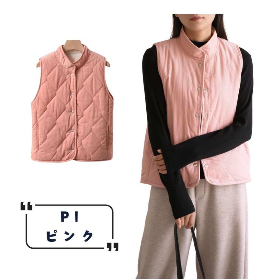 中綿ベスト コーデュロイ生地 M〜XXLサイズ 冬 防寒 レディース