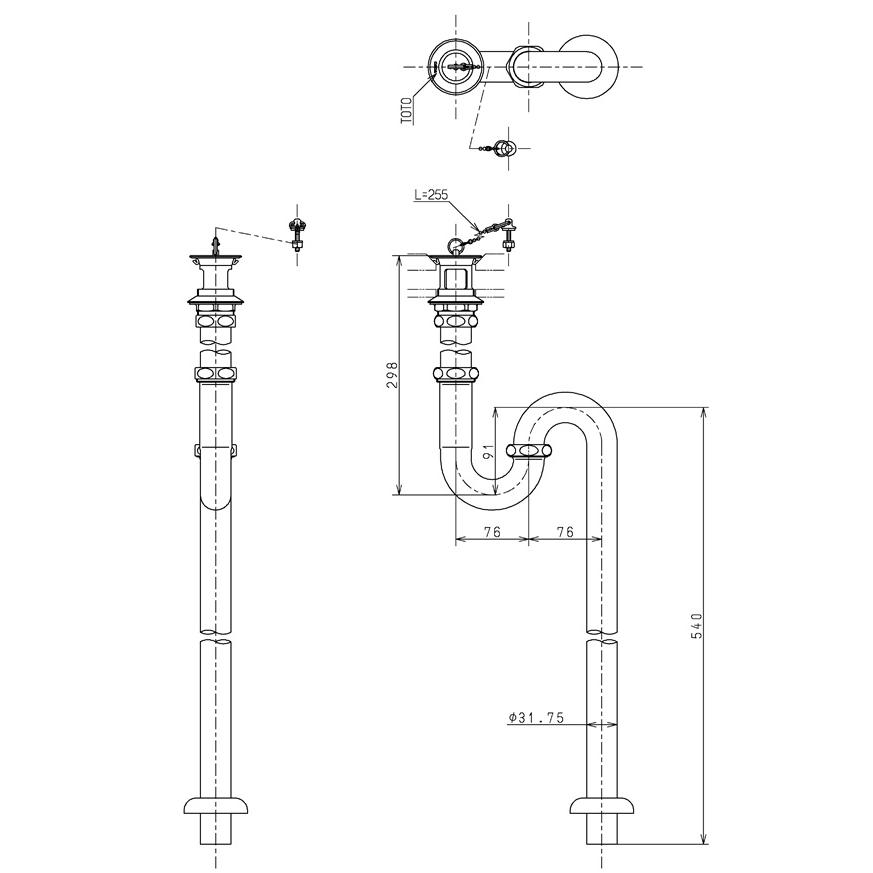 TOTO 排水金具 T6S1 （32mm Sトラップ） : 水彩ねっとYahoo
