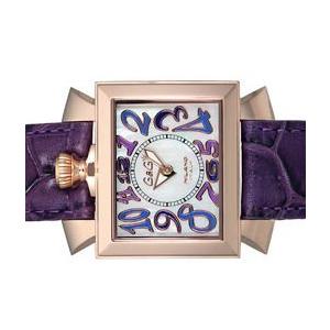 GAGA MILANO ガガミラノ NAPOLEON ナポレオーネ 40mm SS/PG仕上 ホワイトシェルダイアル 紫革　6031.4