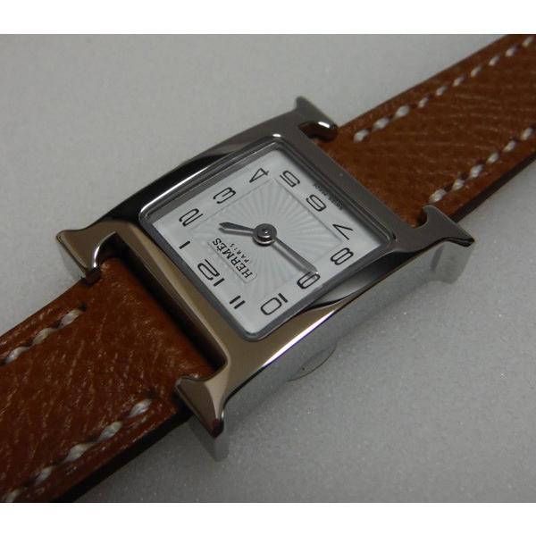 HERMES エルメス H-Watch Hウォッチ レディース SS ホワイト レザーストラップ　037875WW00｜suisho｜03