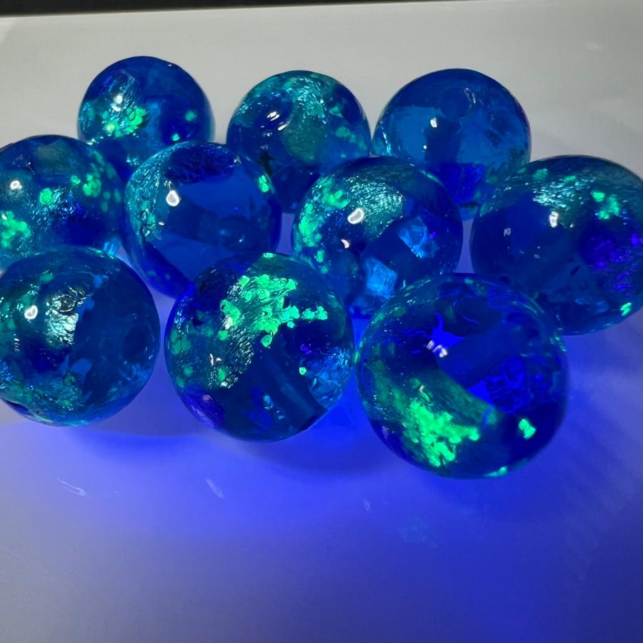 蓄光 ホタルガラス アクアブルー 10mm 1粒売り 沖縄 とんぼガラス