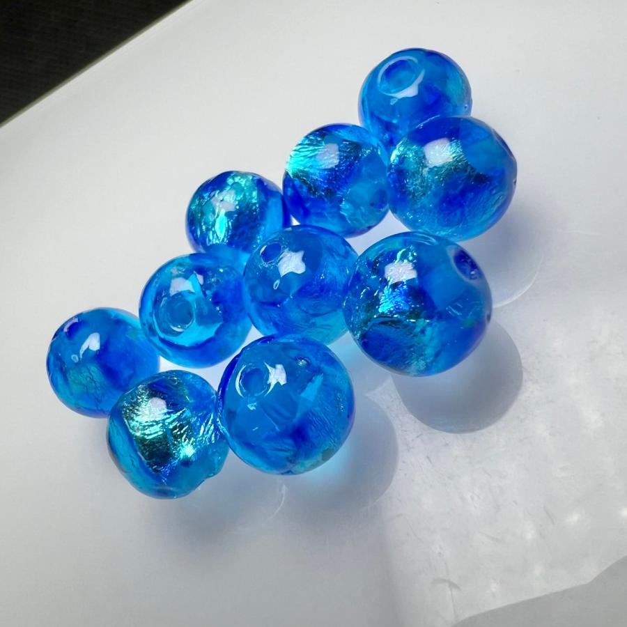 蓄光 ホタルガラス アクアブルー 10mm 1粒売り 沖縄 とんぼガラス