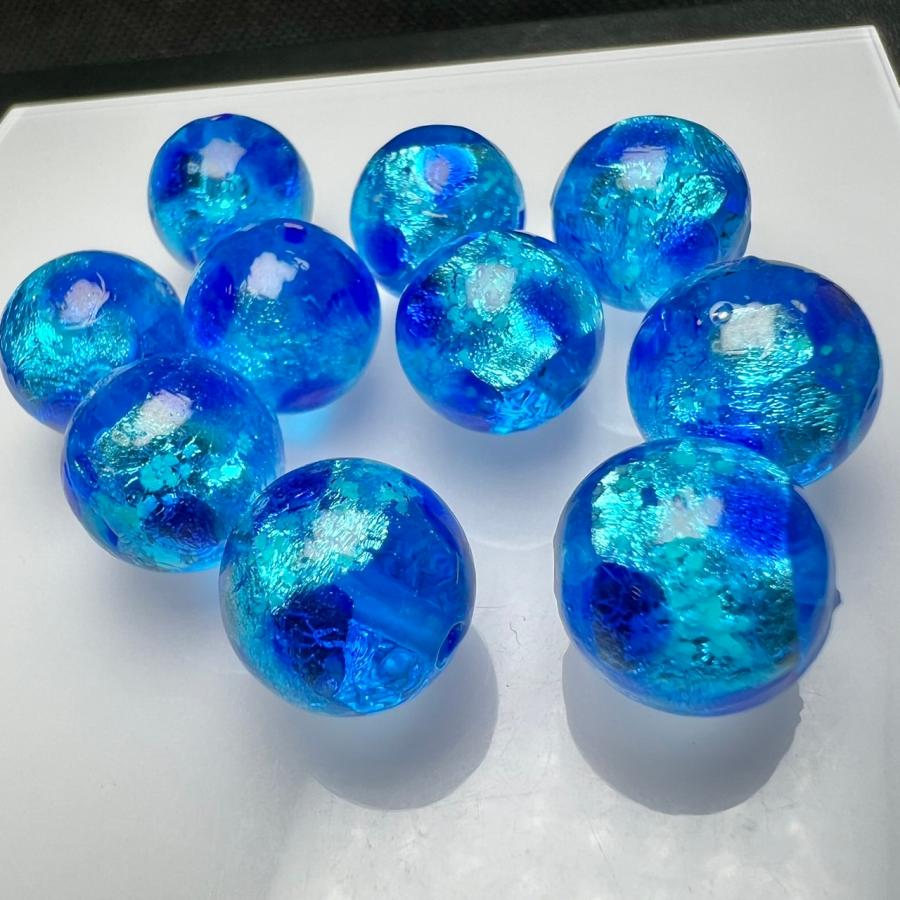 蓄光 ホタルガラス アクアブルー 10mm 1粒売り 沖縄 とんぼガラス
