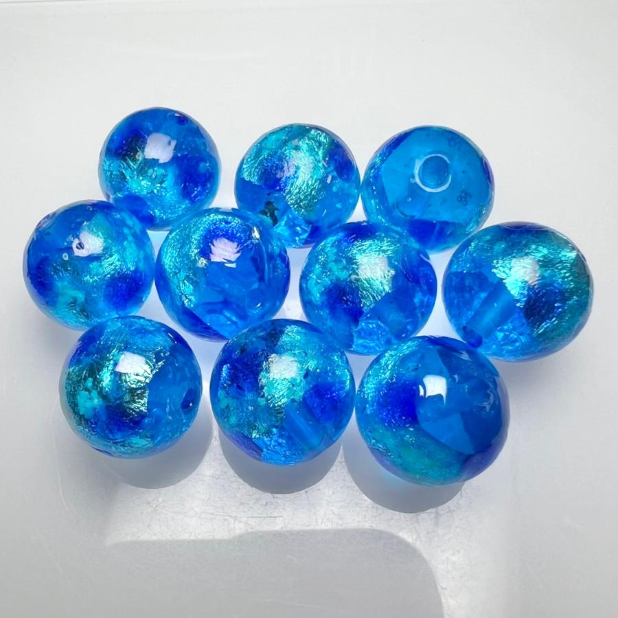 蓄光 ホタルガラス アクアブルー 10mm 1粒売り 沖縄 とんぼガラス