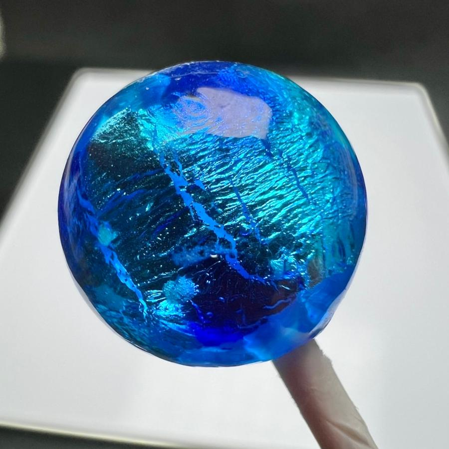 蓄光 ホタルガラス アクアブルー 14mm 1粒売り 沖縄 とんぼガラス