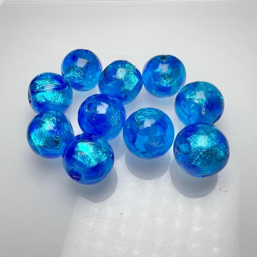 蓄光 ホタルガラス アクアブルー 14mm 1粒売り 沖縄 とんぼガラス