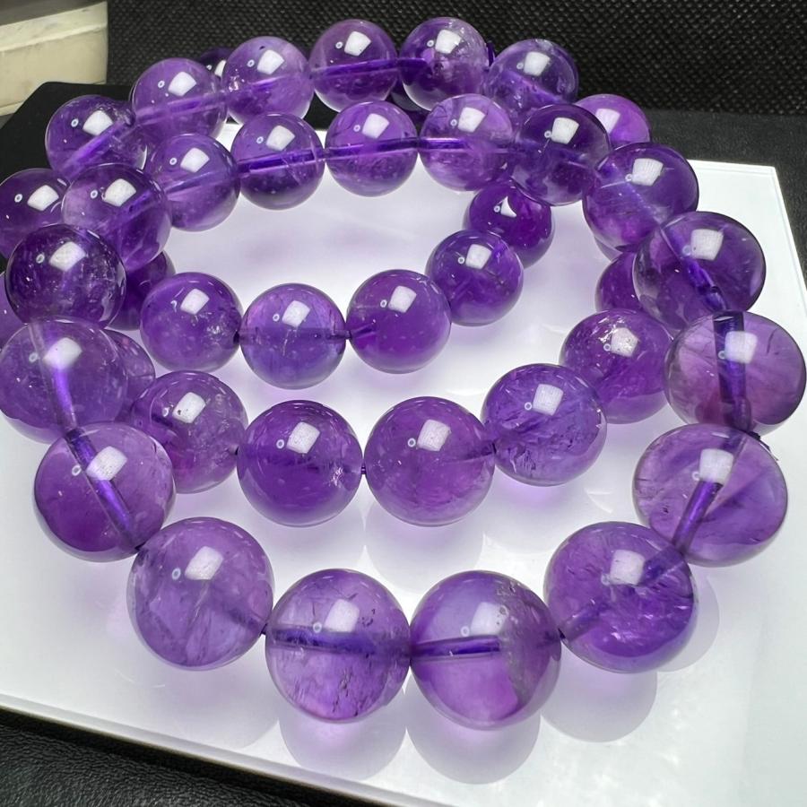 ウルグアイ産 アメジスト 12mm数珠ネックレス ウルグアイ産 アメジスト