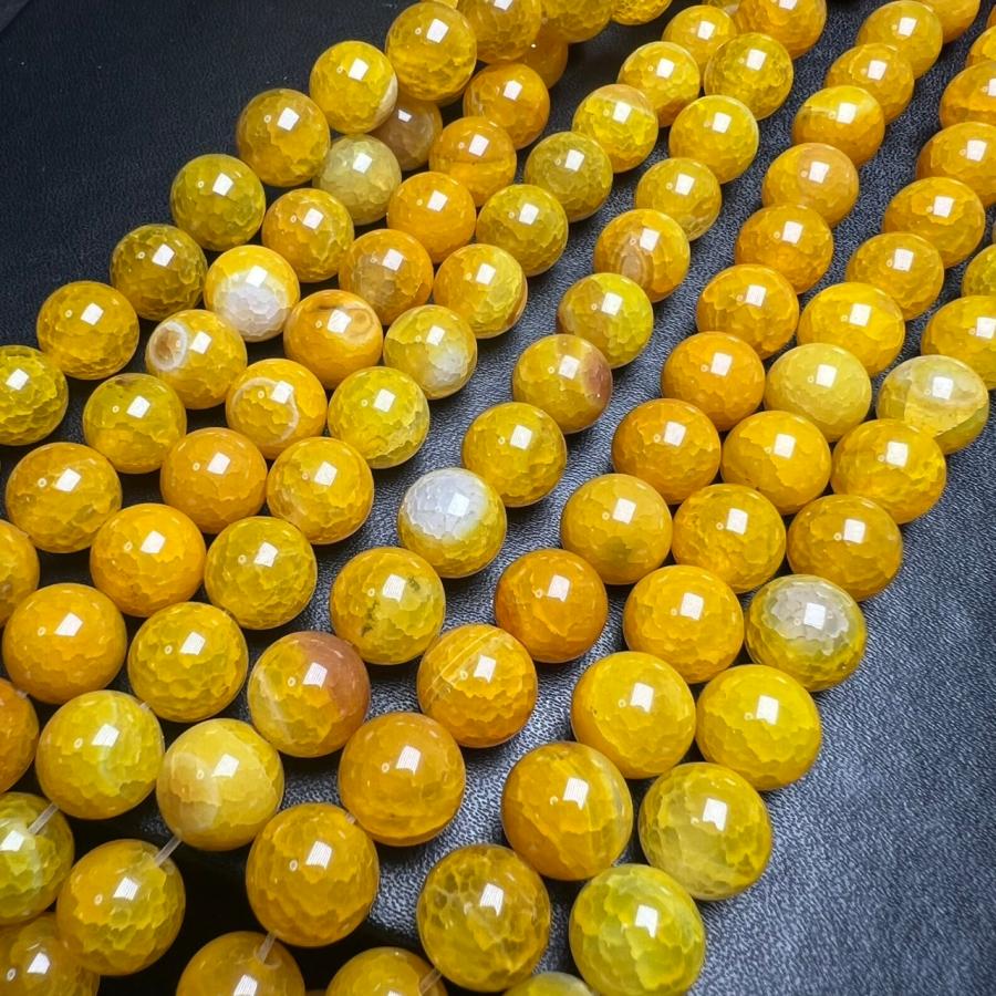 イエロー ドラゴンアゲート 10mm 連売り 1竜門石 ブレスレット2本分