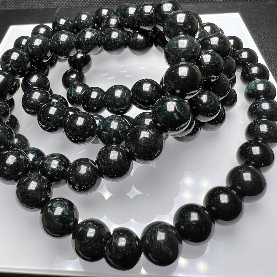 希少 ブラック翡翠 8mm 連売り 本翡翠 ヒスイ ブレスレット2本分