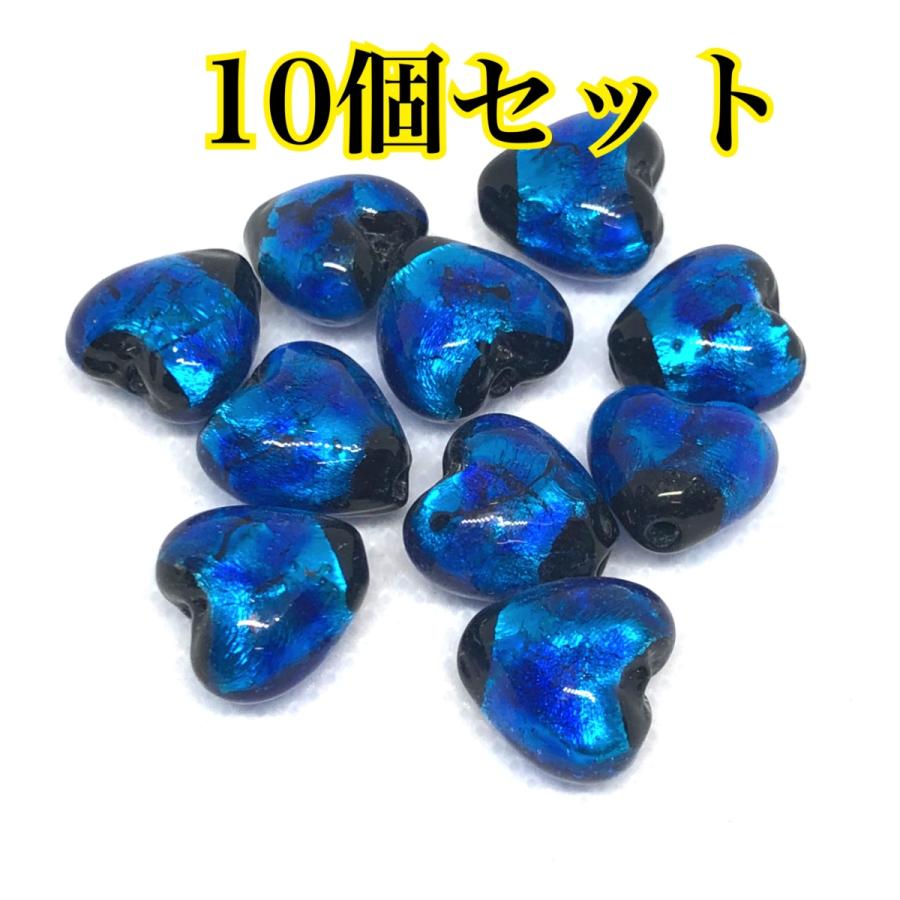 蓄光 ホタルガラス ハート型 12mm 10粒セット とんぼガラス とんぼ玉 