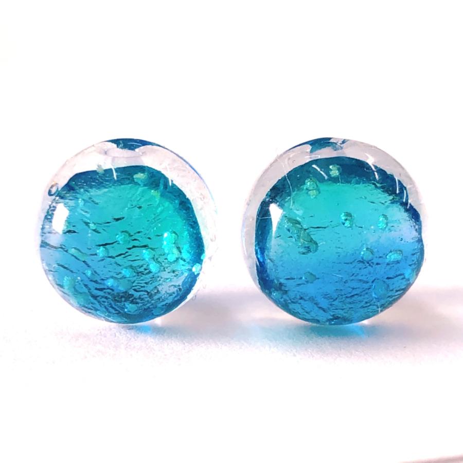 ホタルガラス カビラブルー 12mm 連売り 33粒 蓄光 とんぼガラス