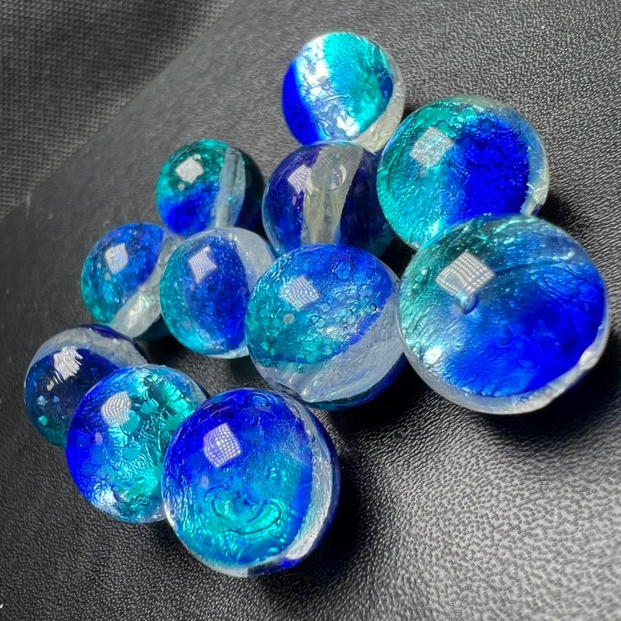 カビラブルー 14mm 10粒セット 蓄光ホタルガラス とんぼガラス