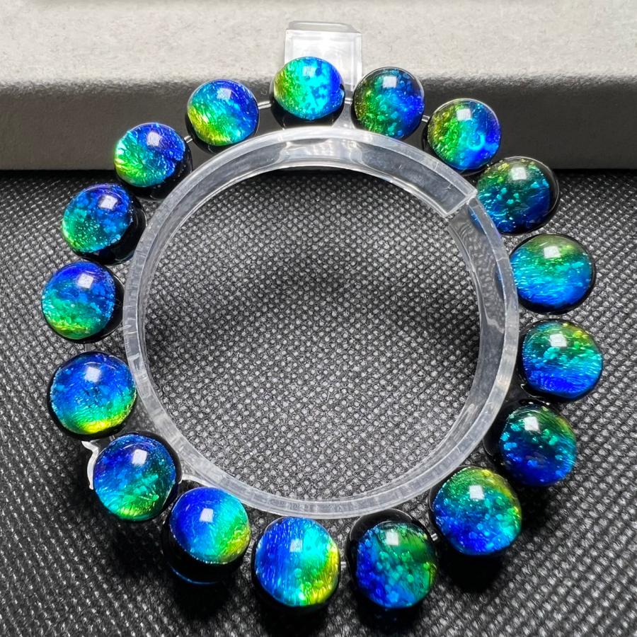 ホタルガラス ケラママリン 蓄光 12mm±0.5mm ブレスレッド とんぼ 