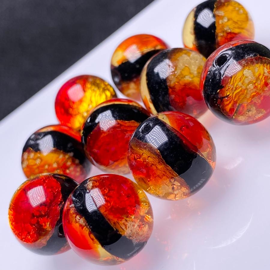 ホタルガラス 蓄光 ケラマサンセット 14mm 10個セット 沖縄 とんぼ