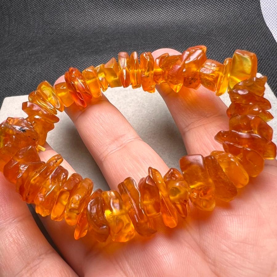 天然 琥珀 ブレスレット 16mm アンバーブレスレット 非圧縮 非加熱 純