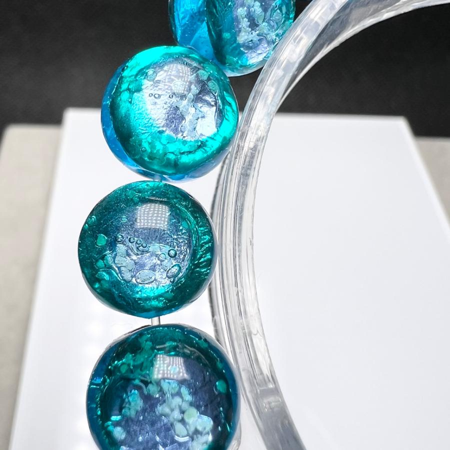 花梨　ガラスペン木軸　No.5　ホタルガラス　とんぼ玉　ボルトレッティ互換　蓄光 コウリブルー 蓄光 ホタルガラス 10mm±0.5mm ブレスレッド とんぼ
