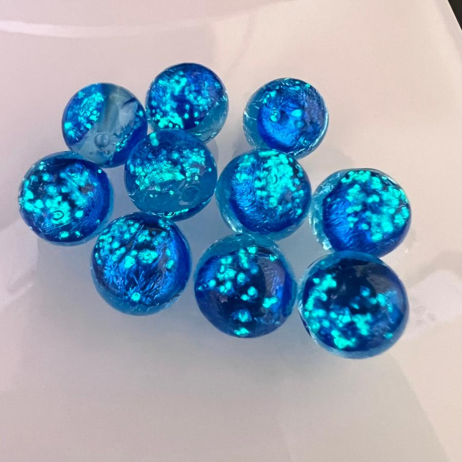 ホタルガラス ミヤコマリン 14mm±0.5mm 粒売り 蓄光とんぼガラス