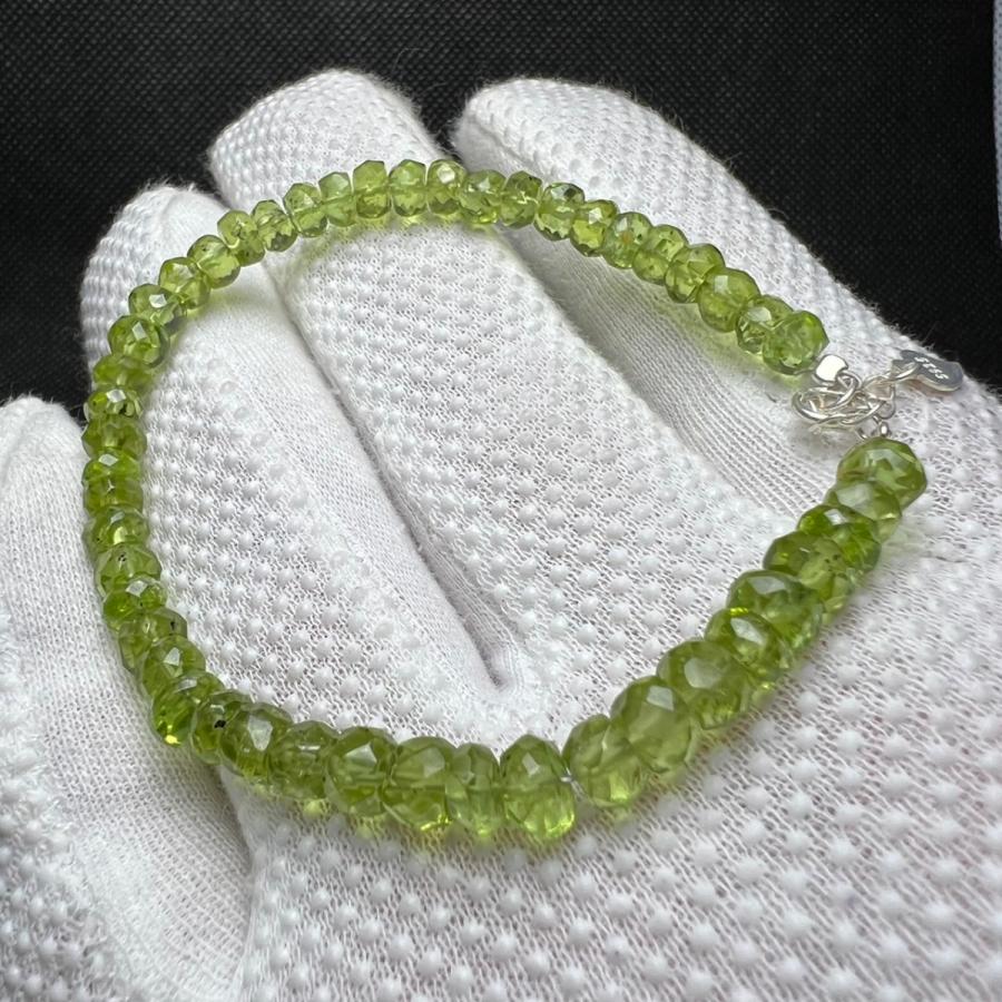 天然無処理ペリドットカットブレスレット No19.6