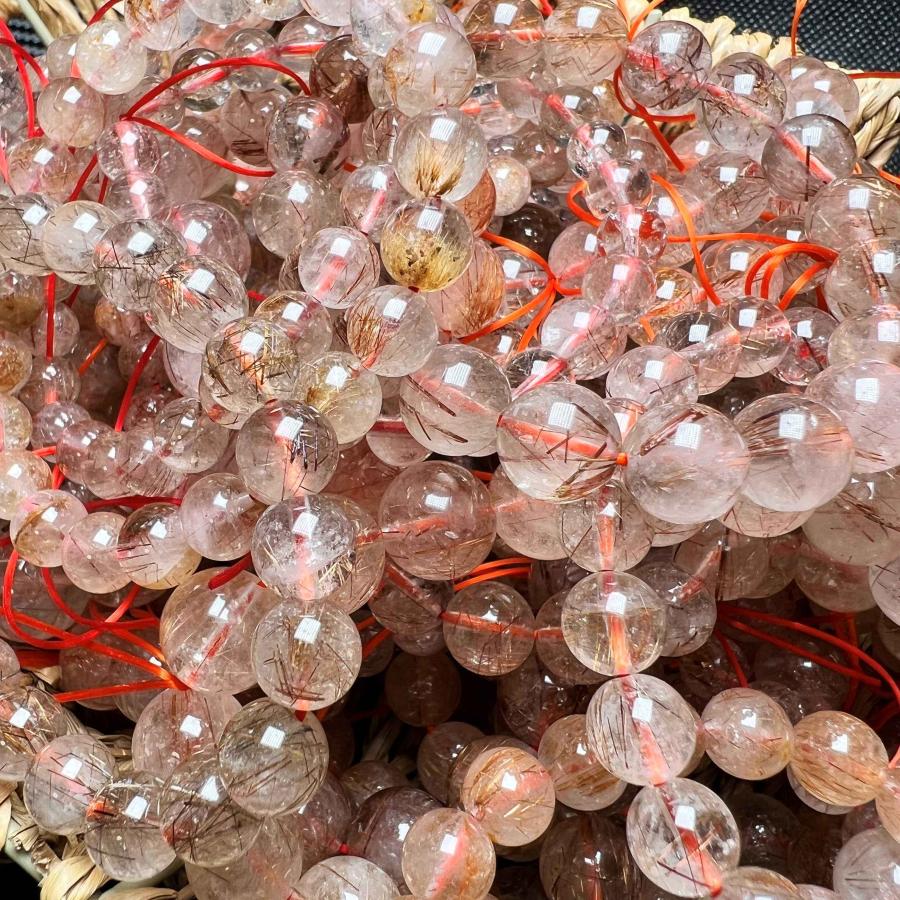 レッドオレンジルチルクォーツ 8mm 1連分 ブレスレット2本セット