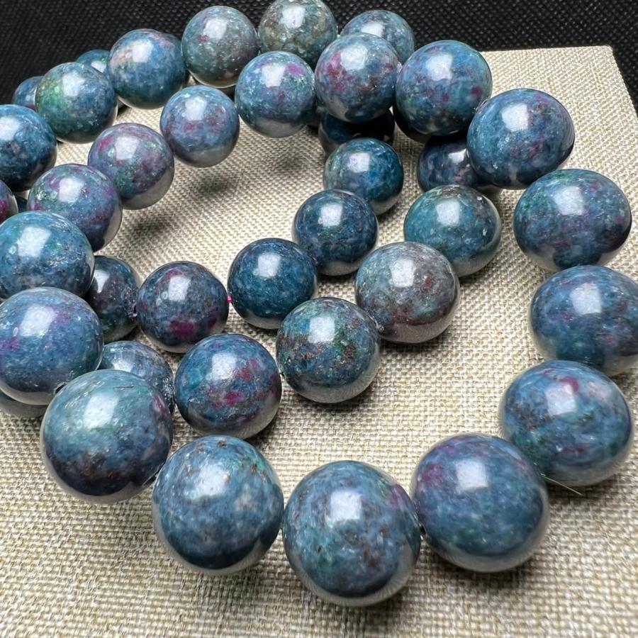 ルビーインカイヤナイト サファイア 14mm-14.5mm ブレスレット フック