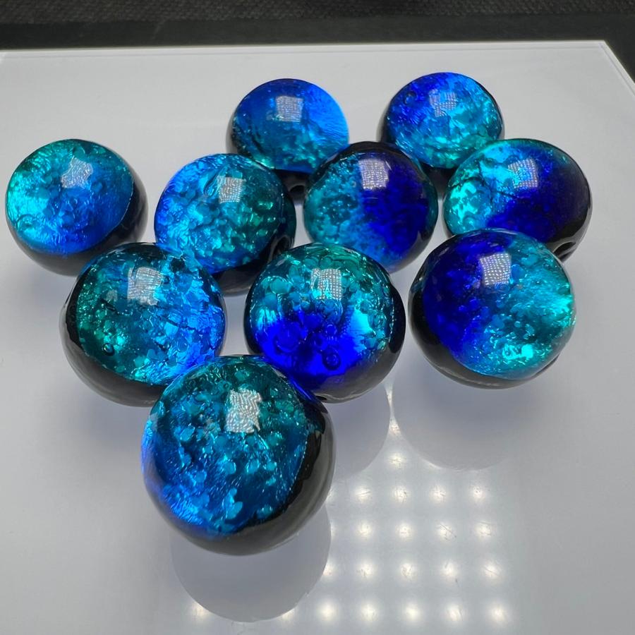 タケトミブルー 8mm±0.5mm 10粒セット 蓄光ホタルガラス とんぼ