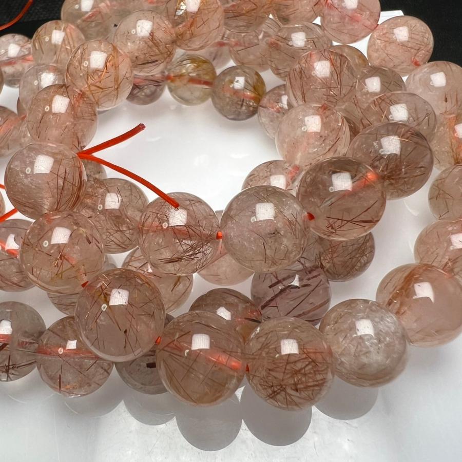 レッドオレンジルチルクォーツ11mm-11.5mm 1連分 ブレスレット2本