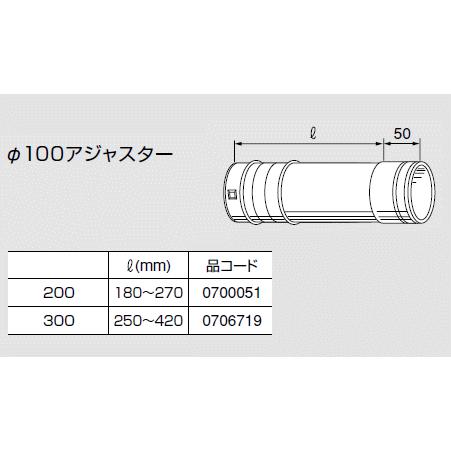 ノーリツ 排気延長部材 100mm アジャスター 【サイズ2種類