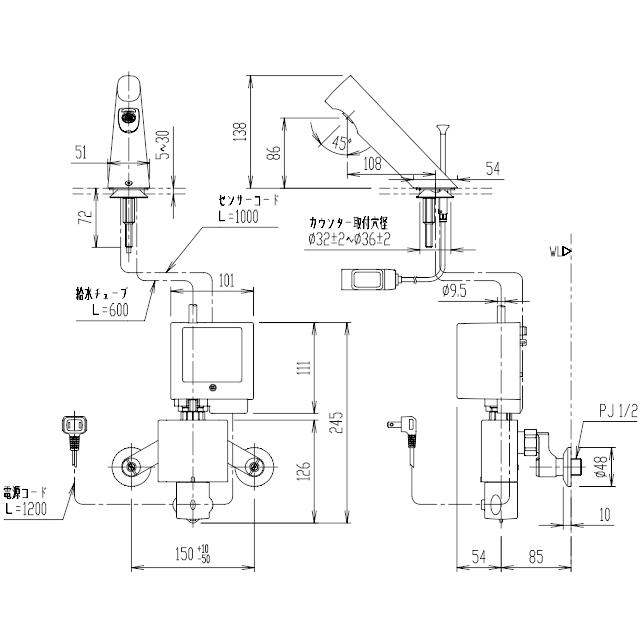 ∬∬▽INAX/LIXIL【AM-300TV1】洗面器・手洗器用自動水栓 混合水栓 ...
