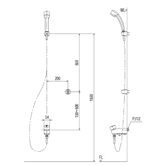 LIXIL（リクシル） 洗い場専用セルフストップ付シャワー水栓・単水栓
